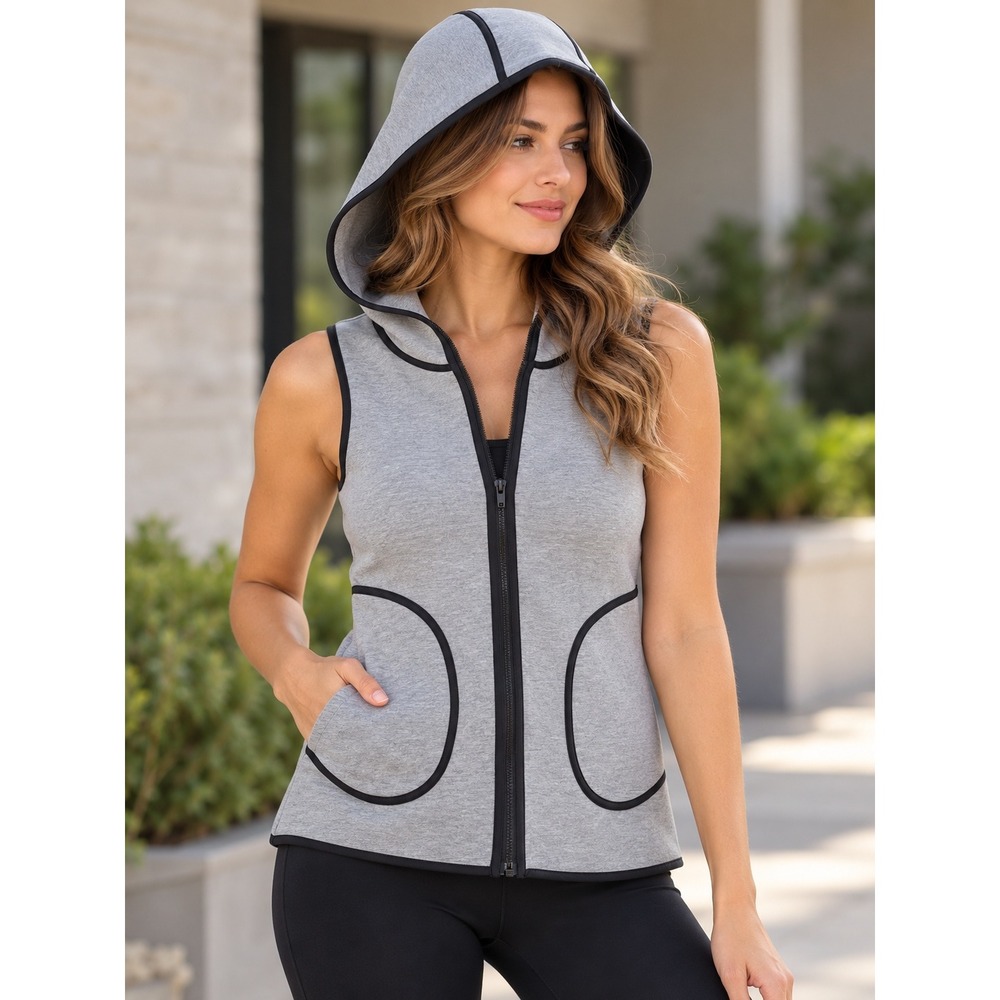 Lululemon Reversible Hooded Vest Grey Black Full Zip Scuba Spacer Fabric Pockets